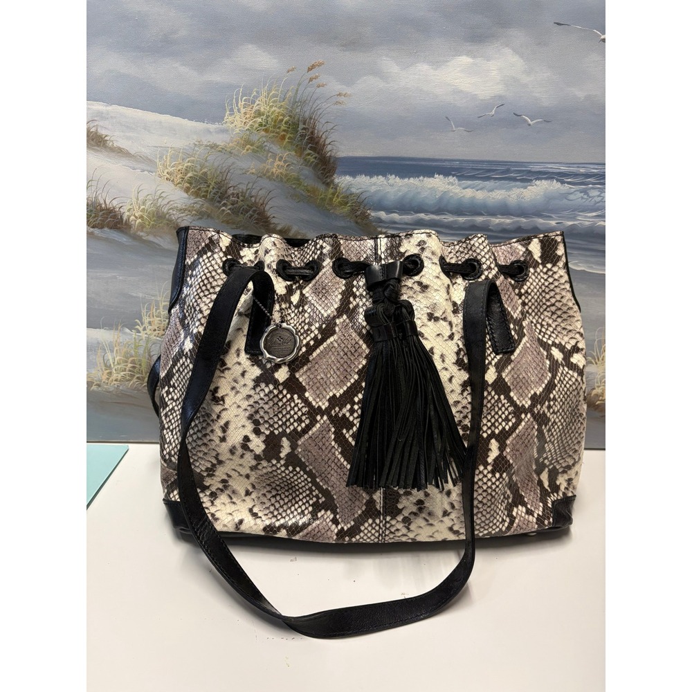 Patricia Nash Snake Print Tote Bag in Black, Brown, Cream